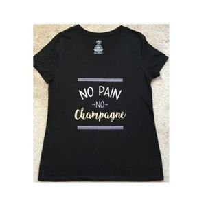 NWOT no pain no champagne wicking ss v neck shirt